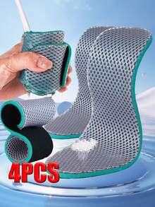 4pcs (2 Pairs) Green Sports Breathable Moisture-Wicking Full Insole, Massage Cushion, Trimable Foot Protection Pad, Suitable For Sports Shoes And Casual Shoes - 2 Pairs - Green - View 20