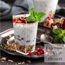 10/20/30/60个装长方形带盖甜点杯 - 透明派对杯，适合户外使用，非常适合盛装酸奶、冰淇淋、芝士蛋糕和迷你甜点 - 生日、婚礼、节日（圣诞节、开斋节）和庆典甜点托盘 | 节日甜点展示 - 透明 - 查看 9