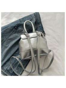 Women Fashion Backpacks - 銀色 - 查看 3