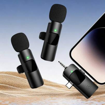 Wireless Mini Microphone Suitable For IPhone, Android Phones - Clip-On Tie Lapel Microphone For Audio/Video Recording, Vlogging