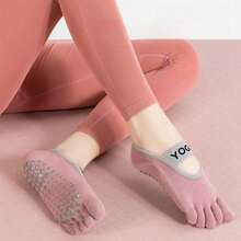 Breathable Open Back Stretch Toe Yoga Socks For Women Barre Pilates Home Workouts Essential - 1 đôi màu hồng - Xem 2