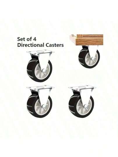 4pcs 1.25"/2" Heavy Duty Caster Wheels, Quiet Black Swivel Casters, Suitable For Computer Cabinets, Office Desks, Workbenches, Small Furniture