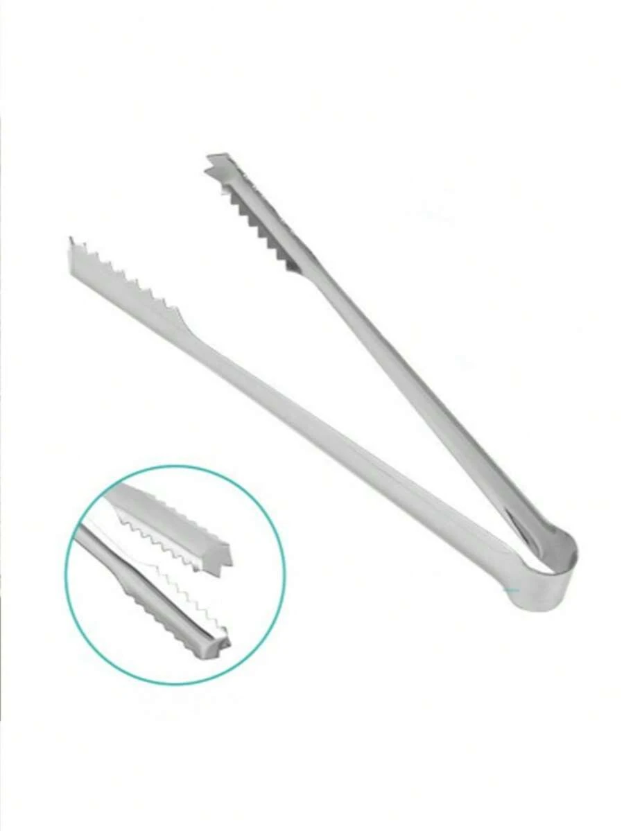 1 pieza Pinza de acero inoxidable para hielo, pala de acero inoxidable para hielo, pinza para azúcar, pinza de cocina, pinza para alimentos antideslizante, adecuada para bodas, fiestas, barbacoas, té y café, parrillas, en color plateado, estilo de verano, fiestas, campamento al aire libre