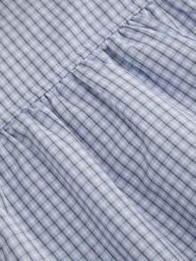 Women's Fashion Plaid Short Sleeve Shirt Summer - Blue - View 2