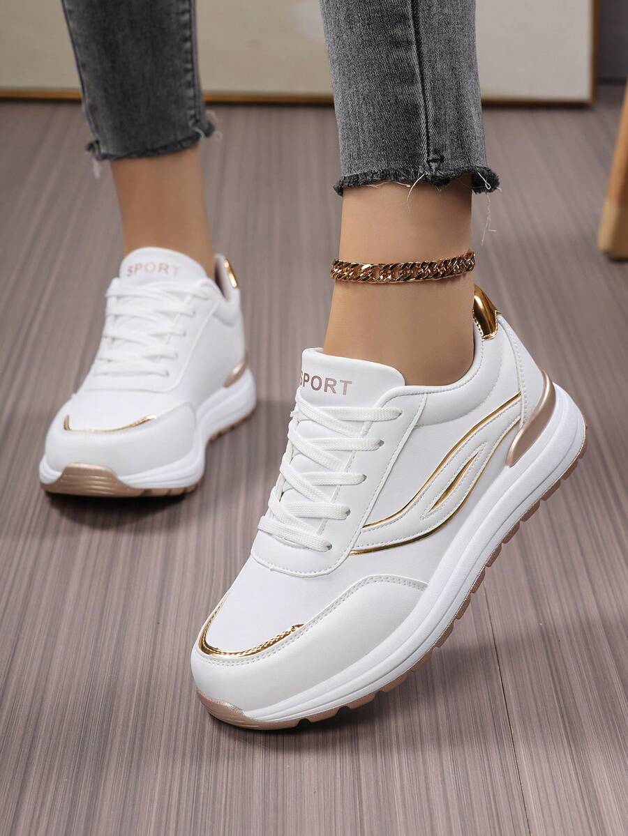 New Oversized Air Cushion Lightweight Casual Women's Shoes Women's Sports Shoes Road Running Shoes White Shoes Comfortable Outdoor Travel Shoes - Platinum - View 1