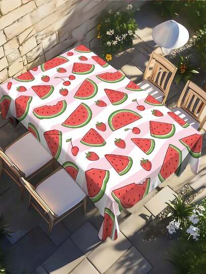 1 chiếc khăn trải bàn ngoài trời hình chữ nhật/tròn bằng polyester, họa tiết trái cây mùa hè đồng quê, kiểu nhà nông thôn, khăn trải bàn trang trí, thích hợp cho gia đình, nhà bếp, phòng ăn, tiệc tùng, ngày lễ, làm quà tặng, trong nhà và ngoài trời, mọi mùa.
