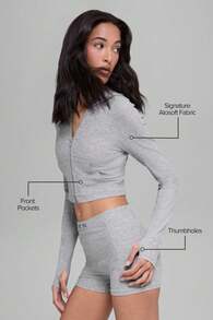 Alo Yoga Alo Alosoft Sincere Fitted Jacket True To Size Women's Athletic Heather Grey W4736r - 灰色 - 查看 2