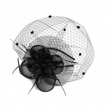 -Style French Vintage Socialite Black Floral Mesh Hat, High-End And Elegant Hair Accessory, Luxurious Banquet Headpiece - Mũ lưới màu hồng - Xem 4