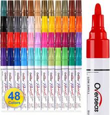 Paint Marker Pens - 5 Colors Permanent Oil Based Paint Markers, Medium Tip, Quick Dry And Waterproof Assorted Color Marker Metal, Wood, Fabric, Plastic, Rock Painting, Stone, Mugs, Canvas, Glass - 1 Count Pack Of 12 - View 12