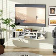 ECHIGOYA Mueble Flotante para TV con Cajón Estante de Pared para Centro de Entretenimiento Repisa Moderna para Sala o Dormitorio Soporte para Televisión de hasta 55" 120*30*23 cm - Blanco - Ver 3