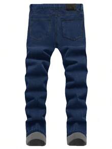4 Pcs Men's Slim Fit Solid Color Jeans Multi-Pack | Classic Versatile All-Season Denim Trousers Bundle For Casual Wear - Blue + Black + Royal Blue + Dark Blue - View 8