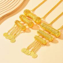 Gold Waist Belt With Arabic Coin Pendant, Luxury Bridal Accessory For Middle Eastern Wedding & Festival,Summer,Beach - Gold - View 3