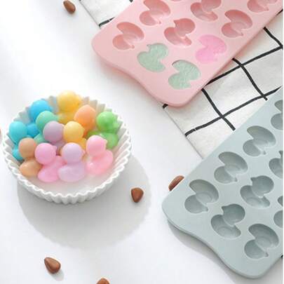 Khuôn silicon hình vịt, mềm mại và dễ vệ sinh, chống dính, thích hợp để làm sô cô la, kẹo, đá viên, bánh quy, trang trí bánh, đồ thủ công DIY, móc khóa và mặt dây chuyền trang sức, hoàn hảo cho đồ uống mùa hè trên bãi biển.