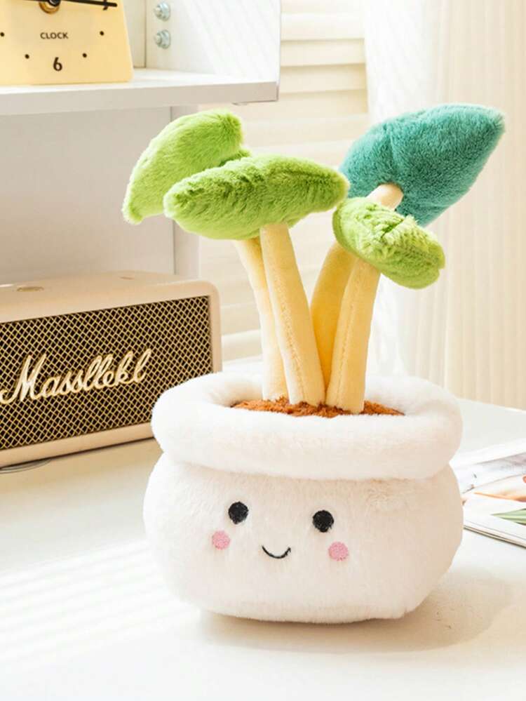 Cute Plush Potted Plant Doll Decor, Suitable For Office, Study, Windowsill, Turtle Back Bamboo, Peach Blossom, Money Tree, Perennial Flower Potted Plants, Spring Home Decor, Party, Holiday Gift - Multicolor - View 10