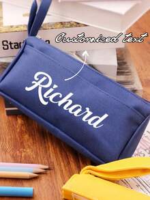 Zippered Double-Layer Student Office Stationery Storage Bag, Customizable With Name/Letter Printing, Suitable For Students And Professionals As Birthday Or Teacher's Day Gift, Durable And Sturdy - Multicolor - View 4