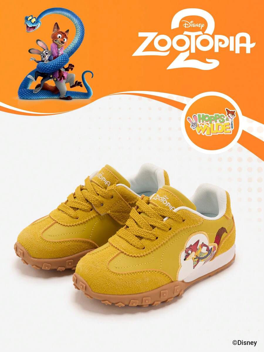 Disney Sản phẩm hợp tác độc quyền với Zootopia 2 | Một đôi giày thể thao trẻ em, giày thể thao Judy, giày thể thao Nick, phù hợp cho việc đi lại hàng ngày và các hoạt động ngoài trời trong kỳ nghỉ, vừa vặn thoải mái, chống trơn trượt, chống mài mòn và thoáng khí (Giày thể thao trẻ em, giày trẻ em, giày bé gái) - Màu vàng - Xem 1