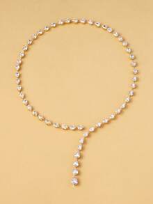 1pc Luxury Crystal Choker Necklace, Bridal Jewelry Fashion Banquet Full Diamond Teardrop Necklace, High-End Accessory, Mother's Day Gift - Gold - View 5