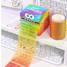 105 Sheets Transparent Pearlescent Sticky Notes - Gradient Cartoon Eye Design, Smooth Writing Surface, Strong Adhesion. Suitable For Home, Office, And School Organization. Can Be Used As Decorative Stationery, Notepads, And Learning Aids. Fun Patterns Made Of High-Quality Paper, Help Organize Workspaces, Ideal For Creative People. - one-size - View 9