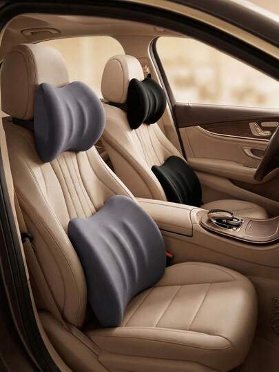 Ergonomic Memory Foam Car Seat Cover, Car Headrest & Lumbar Support Pillow Seat Covers For Cars Set, Car Essential Car Stuff, Ergonomic Comfort Neck Waist Pillow Car Accessories, Home & Car Dual-Use, All-Season, Practical Internal Car Accesorries, Ideal Car Stuff