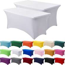 1/2/4/6PCS Spandex Tablecloth, Stretchable Fitted Rectangular Table Cover, Universal Stretch Patio Table Cloth For Wedding, Banquet, Party And Events - White - View 11