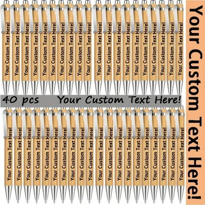 [Có thể tùy chỉnh] Bộ dụng cụ viết tinh tế - 40/80 bút bi mực đen bằng tre với câu nói truyền cảm hứng, văn phòng phẩm cắm trại, thích hợp làm quà tặng cho giáo viên, văn phòng phẩm, đồng nghiệp, nhân viên, quà tặng ngày lễ.