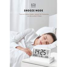 New Foldable Alarm Clock, Transparent Electronic Clock With LED Display, Multifunctional Desktop Temperature & Humidity Monitor, Minimalist Smart Wake-Up Alarm Clock - A - View 7
