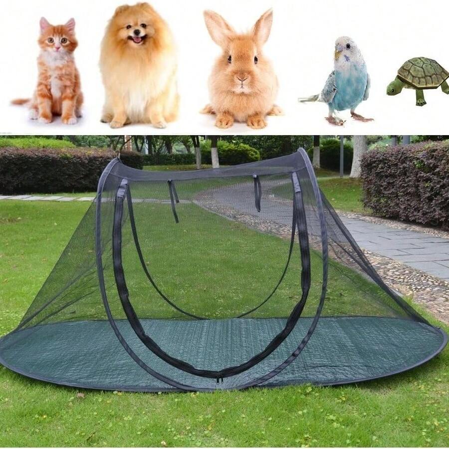 Portable Pet Playpen – Foldable Dog And Cat Tent As A Playground And Exercise Area For Puppies And Kittens – For Indoor And Outdoor Use, Travel & Camping - 黑色 - 查看 1