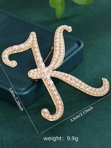 1pc Fashionable Creative Pearl A-Z English Letter Gold Brooch, Versatile Minimalist Accessory Pin For Men And Women - Gold - View 18