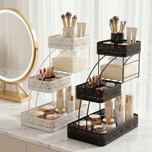 Senmeo 1pc Sleek 3-Tier Metal Cosmetic Organizer (No Installation), Space-Saving For Dressing Table/Bathroom - 白色花紋 - 查看 11