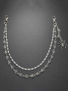 1pc Gothic Spider Chain, Punk Hip Hop Pants Chain, Multifunctional Daily Wear Accessory For Men And Women - Silver - View 5