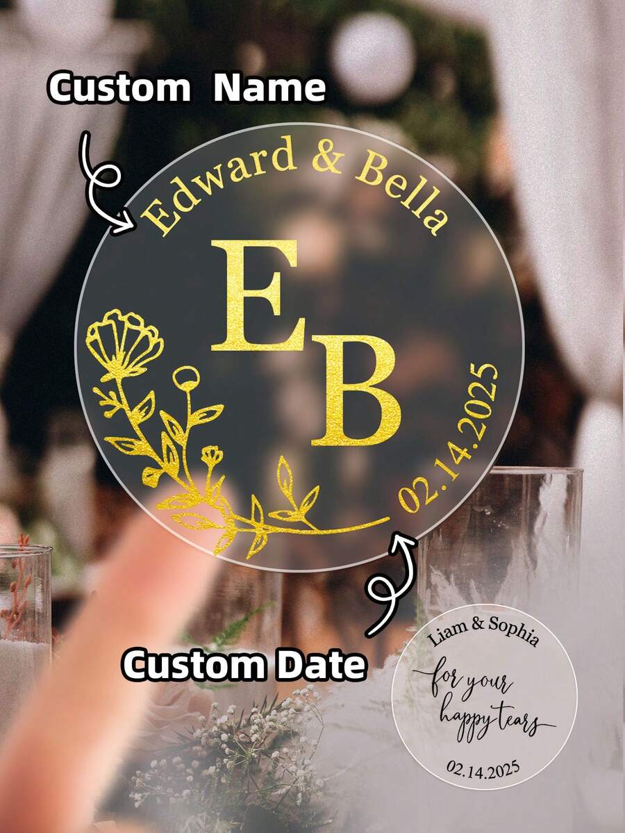 1-120 Piezas de pegatinas y etiquetas personalizadas a medida son transparentes, resistentes al agua y se pueden imprimir con texto o fechas de su elección. Estas etiquetas redondas personalizadas son una excelente opción para crear regalos personalizados - Multicolor - Ver 1