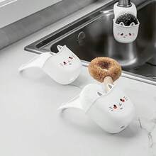 1 pièce Porte-savon de cuisine/salle de bain multifonctionnel en forme de chat mignon en silicone avec panier-filtre à résidus alimentaires, panier d'évier, support de plante de cuisine, panier de vidange de robinet, panier de vidange amovible, support de rangement de cuisine, support d'égouttage d'éponge, support d'égouttage de torchon. Avec fond amovible, facile à installer et à démonter, convient aux cuisines modernes. Cadeau idéal pour Pâques, la Saint-Valentin et les anniversaires. - Multicolore - Voir 3