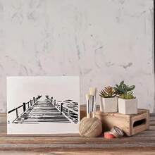 21,0 x 29,7 cm Modèle de peinture réutilisable pour pont et rivière, convient pour la peinture à l'huile, le scrapbooking, la décoration d'intérieur, les meubles - A - Voir 3