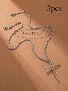 1件装奢华十字架吊坠项链，不锈钢简约信仰项链，生日、周年纪念日和节日送给信徒、家人和朋友的理想礼物 - 彩色 - 查看 7