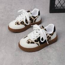 1 Pair New Soft-Sole Leopard Print Children's Casual Sports Shoes, Unisex Toddler Vintage Patchwork Non-Slip Running Shoes For Spring & Autumn - White - View 11