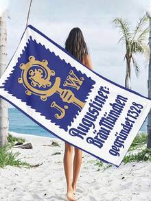 Toalla de playa - Secado rápido, microfibra ultra absorbente con diseño - Perfecta para nadar, acampar y viajar - Patrón de rayas azul y blanco - Multicolor - Ver 10