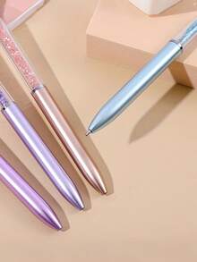 Elegant Rhinestone Studded Ballpoint Pen, Diamond Decorated Ballpoint Pen, Retractable Luxury Crystal Embedded Metal Pen, Cute Sparkling Rhinestone Roller Ball Pen/Gift Pen, 0.7mm Fine Tip, Dreamy Pink Gift Pen/Student Pen, Smooth Writing, Suitable For School And Office Use, Essential For Study And Back To School Season - Multicolor - View 6