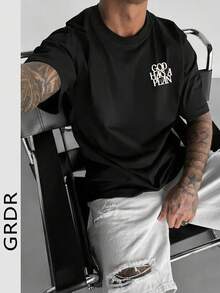 GRDR Men's Summer Religious Graphic Print Casual Round Neck Short Sleeve T-Shirt, Comfortable & Fashionable - Black - View 5