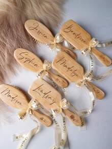 Personalized Bamboo Comb, Customized Bride & Bridesmaid Hair Comb, Wedding Party Favor, Birthday Month Flower Gift, Wedding Bridesmaid Gift - Multicolor - View 8