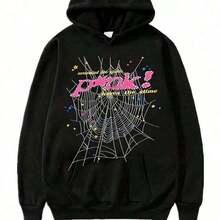Spider Print Zipper Hoodie, Casual Long Sleeve Hoodie Coat Y2K Spider Print Hoodie, Long Sleeve, Loose Style, Material, Zipper Design, Gothic Harajuku Style, Autumn And Winter Fashion, Let Comfortable Soft Cotton TopDaily Outfits Men And Women- Autumn And Winter Wear, Great College Students And Street Fashion Enthusiasts - 黑色 - 查看 6