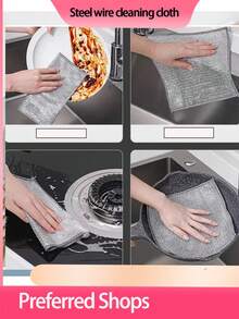 Reusable Metal Wire Dish Sponge, Metal Wire Dish Cloth, Suitable For Washing And Cleaning Kitchen Sink, Pots, Tableware, Sink, Countertop, Stove, Reusable Kitchen Cleaning Towel, Dishcloth, No Lint No Stripe Washable Cloth, Kitchen Supplies, Kitchen Cleaning Tools, Kitchen Accessories, Multi-Purpose Metal Wire Dish Cloth, Easy To Rinse - Square - View 6