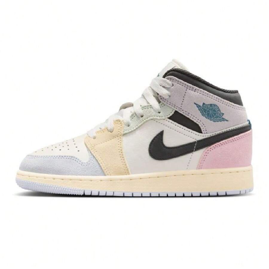 Big Kid's Jordan 1 Mid SE Sail/Ice Jade-Anthracite (IB7053 100) - 白色 - 查看 1