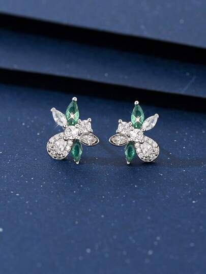 1 Pair S925 Sterling Silver Floral Earrings, Minimalist Elegant Design For Commuting, Daily Wear And Dates