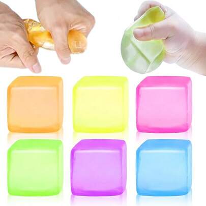 1/2/4/6/15个装冰块挤压球，慢回弹冰块减压玩具，挤压玩具，柔软可捏的冰块，缓解焦虑，适合成人、儿童和青少年，派对用品，派对小礼物，皮纳塔填充物，生日礼物，礼盒装饰，减压糖果