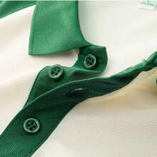 Camisa polo casual de verano con color de contraste y media cremallera, ropa de trabajo práctica - Beis - Ver 9