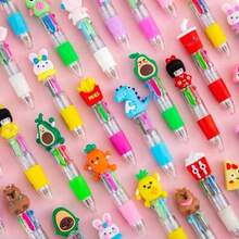1/45pcs Random Cartoon Cute 4-Color Mini Ballpoint Pen, Student Use, 4-Color Mini Ballpoint Pen, Craft Pen, Colored Pen, 4-Color Ink, Student Office Stationery Gift Set, 0.7mm Refill, Back To School Essential, Learning Supplies - One Size Fits All - View 4