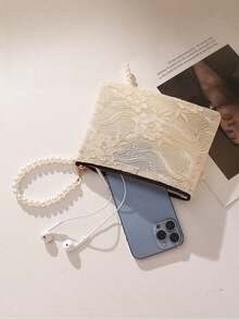 大容量化妆品及洗漱用品收纳包 - 优雅蕾丝拉链化妆包，宽敞旅行化妆包，男女通用，化妆间装饰 - 彩色 - 查看 4