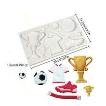 1pc Soccer Theme Silicone Mold Fondant & Chocolate Cake Decor Tool For World Cup Party & Baking Enthusiasts - Multicolor - View 9