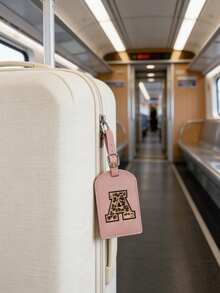 1pc TSA Approved Personalized Luggage Tag, PU Leather With Privacy Protection Card, A-Z Letter Options, White Cute With Letter Label, Suitable For Women/Men Travel Backpack, Suitcase, Handbag, Essential For Travel - Multicolor - View 1