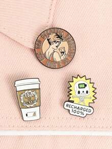 1/3 buc insignă emailată cu craniu amuzant, cu încărcare de cafea, design umoristic multi-scenă, accesoriu de modă potrivit atât pentru bărbați, cât și pentru femei, purtare zilnică, cadou perfect pentru prieteni - Multicolor - Vizualizare 6